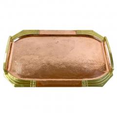 20th Century Art Nouveau Copper Serving Tray Gilt Brass Handles AT circa 1900 - 4324808
