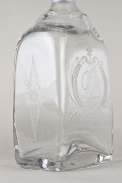 20th Century Art Nouveau Decanter Liquor Glass Bottle Engraved AT ca 1915 - 3898576