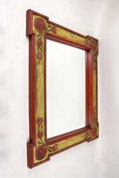 20th Century Art Nouveau Gilt Red Wall Mirror With Floral Carvings AT ca 1900 - 3858456