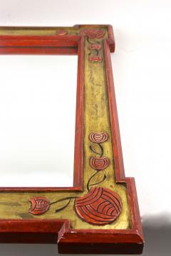 20th Century Art Nouveau Gilt Red Wall Mirror With Floral Carvings AT ca 1900 - 3858474