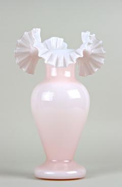 20th Century Art Nouveau Pink Frilly Edged Glass Vase Austria circa 1900 - 3505666
