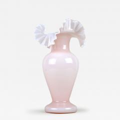 20th Century Art Nouveau Pink Frilly Edged Glass Vase Austria circa 1900 - 3508255