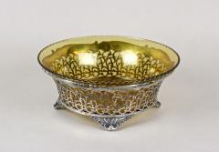 20th Century Art Nouveau Silver Basket With Ambercolored Glass Bowl AT ca 1900 - 3641171