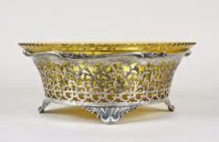 20th Century Art Nouveau Silver Basket With Ambercolored Glass Bowl AT ca 1900 - 3641172