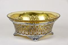 20th Century Art Nouveau Silver Basket With Ambercolored Glass Bowl AT ca 1900 - 3641174