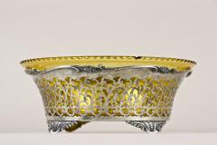 20th Century Art Nouveau Silver Basket With Ambercolored Glass Bowl AT ca 1900 - 3641175