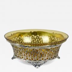 20th Century Art Nouveau Silver Basket With Ambercolored Glass Bowl AT ca 1900 - 3643913