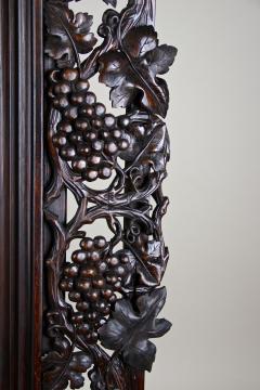 20th Century Black Forest Wall Mirror with Grapes and Leaves Hand Carved 1919 - 4319974