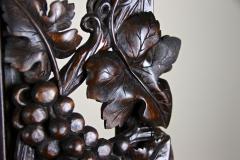 20th Century Black Forest Wall Mirror with Grapes and Leaves Hand Carved 1919 - 4319976