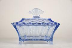 20th Century Blue Art Deco Glass Box with Lid Austria circa 1920 - 4122100