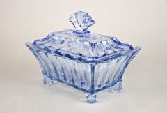 20th Century Blue Art Deco Glass Box with Lid Austria circa 1920 - 4122101