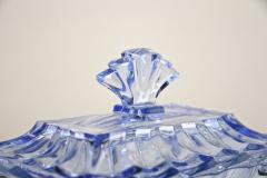 20th Century Blue Art Deco Glass Box with Lid Austria circa 1920 - 4122104