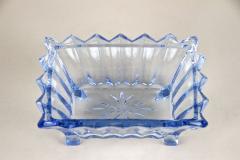 20th Century Blue Art Deco Glass Box with Lid Austria circa 1920 - 4122106