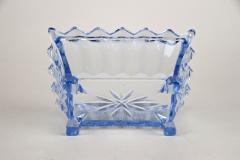 20th Century Blue Art Deco Glass Box with Lid Austria circa 1920 - 4122107