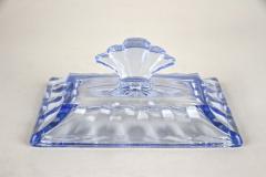 20th Century Blue Art Deco Glass Box with Lid Austria circa 1920 - 4122109