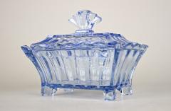 20th Century Blue Art Deco Glass Box with Lid Austria circa 1920 - 4122113