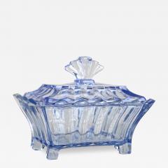 20th Century Blue Art Deco Glass Box with Lid Austria circa 1920 - 4122634