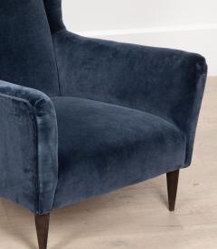 20th Century Blue Velvet Italian High Back Armchairs - 4213210