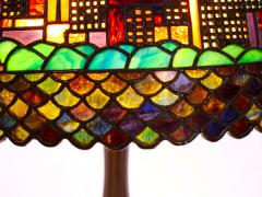 20th Century Bronze Leaded Glass Shade Table Lamp - 2826482