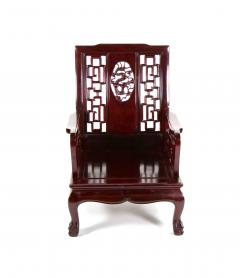 20th Century Chinese Carved Rosewood Pair Armchairs - 3986091