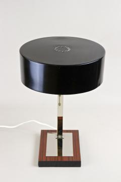 20th Century Chromed Table Lamp With Black Metal Lamp Shade AT circa 1950 - 4376648