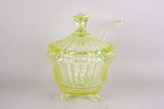 20th Century Citrus Yellow Art Deco Crystal Punch Bowl Service Bohemia ca 1920 - 3835695