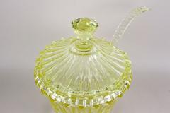 20th Century Citrus Yellow Art Deco Crystal Punch Bowl Service Bohemia ca 1920 - 3835696