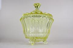 20th Century Citrus Yellow Art Deco Crystal Punch Bowl Service Bohemia ca 1920 - 3835698