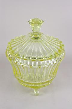 20th Century Citrus Yellow Art Deco Crystal Punch Bowl Service Bohemia ca 1920 - 3835699