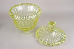 20th Century Citrus Yellow Art Deco Crystal Punch Bowl Service Bohemia ca 1920 - 3835700