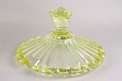 20th Century Citrus Yellow Art Deco Crystal Punch Bowl Service Bohemia ca 1920 - 3835703