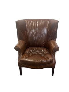 20th Century Cognac Leather Wingback Chair - 4045208