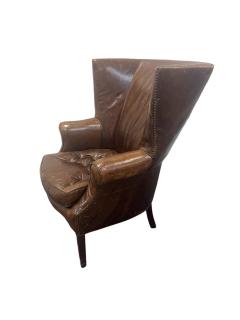 20th Century Cognac Leather Wingback Chair - 4045209