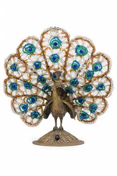 20th Century Czechoslovakian Cast Bronze and Glass Beaded Peacock Table Lamps - 4171003