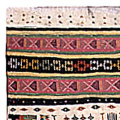 20th Century Folk Turkish Hand Knotted Wool Kilim Pink Black Ivory Yellow Rug - 2456485