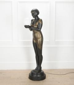20th Century French Art Deco Lady Statue Lamp - 4133388