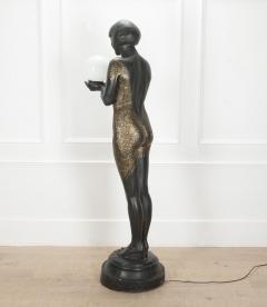 20th Century French Art Deco Lady Statue Lamp - 4133389