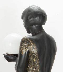 20th Century French Art Deco Lady Statue Lamp - 4133391