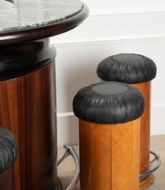 20th Century French Art Deco Style Round Bar with Six Stools - 4133377
