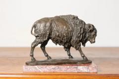 20th Century French Bronze Sculpture of a Bison on a Marble Base - 4019899