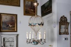 20th Century French Gilt Iron and Painted T le Balloon Chandelier - 3918525