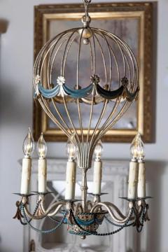 20th Century French Gilt Iron and Painted T le Balloon Chandelier - 3918527