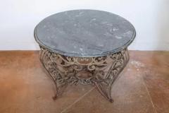 20th Century French Iron Round Center Table With Verde Marble - 3807122