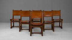 20th Century French Leather Dining Chairs Set of 6 - 3749663