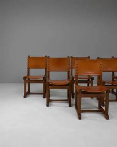 20th Century French Leather Dining Chairs Set of 6 - 3749673