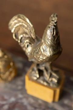 20th Century French Marble and Gilt Bronze Inkwell with Rooster Motif - 4045279