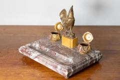 20th Century French Marble and Gilt Bronze Inkwell with Rooster Motif - 4045290