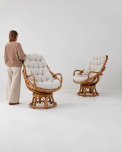 20th Century French Rattan Swivel Armchairs a Pair - 3469747