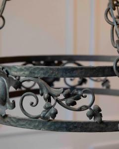 20th Century French Wrought Iron Chandelier with Foliate Crown - 4458530