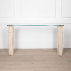 20th Century Glass and Travertine Console Table - 4226267